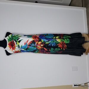 Signature Collection Women Bianca Floral Halter Maxi Dress Size XL Boho  Satin